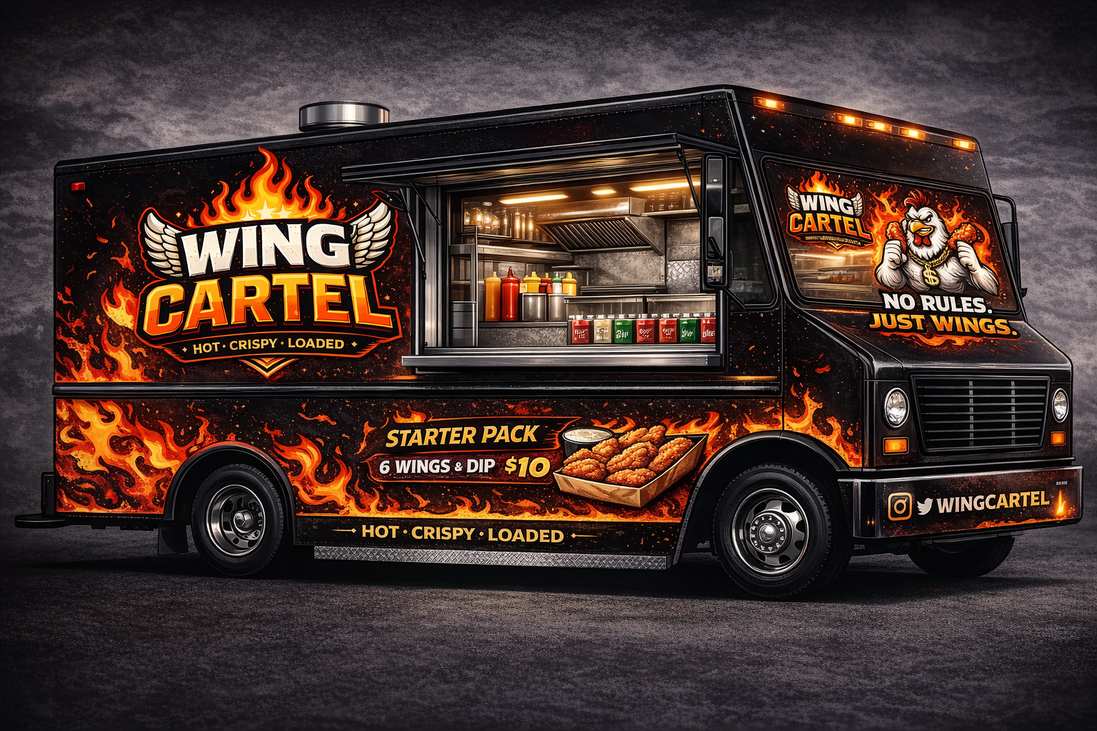 Wing Cartel promotional food-truck concept
